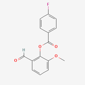molecular formula C15H11FO4 B5780174 2-formyl-6-methoxyphenyl 4-fluorobenzoate 