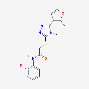 molecular formula C16H15FN4O2S B5780179 N-(2-fluorophenyl)-2-{[4-methyl-5-(2-methyl-3-furyl)-4H-1,2,4-triazol-3-yl]thio}acetamide 