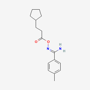 molecular formula C16H22N2O2 B5780181 N'-[(3-cyclopentylpropanoyl)oxy]-4-methylbenzenecarboximidamide 