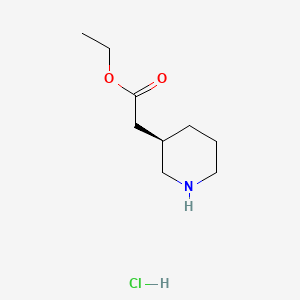 molecular formula C9H18ClNO2 B578019 (R)-2-(哌啶-3-基)乙酸乙酯盐酸盐 CAS No. 1233200-48-0