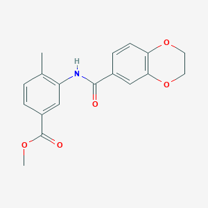 molecular formula C18H17NO5 B5780250 methyl 3-[(2,3-dihydro-1,4-benzodioxin-6-ylcarbonyl)amino]-4-methylbenzoate 