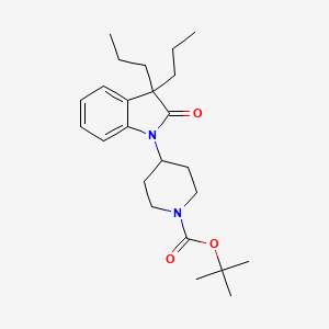 molecular formula C24H36N2O3 B578028 tert-Butyl 4-(2-oxo-3,3-dipropylindolin-1-yl)piperidine-1-carboxylate CAS No. 1358667-49-8