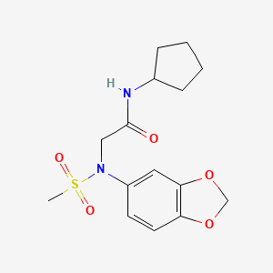 molecular formula C15H20N2O5S B5780442 N~2~-1,3-benzodioxol-5-yl-N~1~-cyclopentyl-N~2~-(methylsulfonyl)glycinamide 