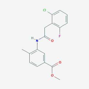 molecular formula C17H15ClFNO3 B5780459 methyl 3-{[(2-chloro-6-fluorophenyl)acetyl]amino}-4-methylbenzoate 
