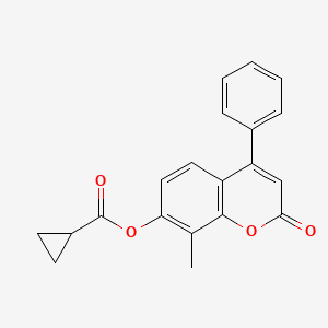 8-methyl-2-oxo-4-phenyl-2H-chromen-7-yl cyclopropanecarboxylate