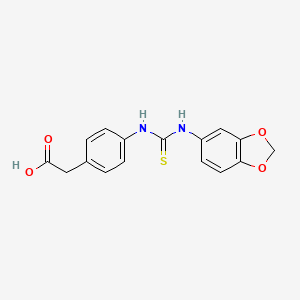 molecular formula C16H14N2O4S B5780518 (4-{[(1,3-benzodioxol-5-ylamino)carbonothioyl]amino}phenyl)acetic acid 