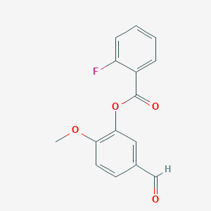 molecular formula C15H11FO4 B5780632 5-formyl-2-methoxyphenyl 2-fluorobenzoate 