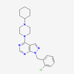 molecular formula C22H27ClN6 B5780677 1-(2-chlorobenzyl)-4-(4-cyclohexyl-1-piperazinyl)-1H-pyrazolo[3,4-d]pyrimidine 