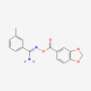 molecular formula C16H14N2O4 B5780741 N'-[(1,3-benzodioxol-5-ylcarbonyl)oxy]-3-methylbenzenecarboximidamide 