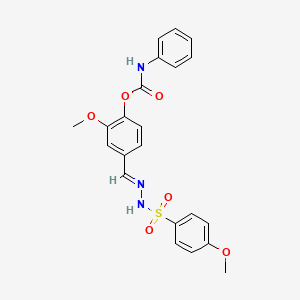 molecular formula C22H21N3O6S B5780838 2-methoxy-4-{2-[(4-methoxyphenyl)sulfonyl]carbonohydrazonoyl}phenyl phenylcarbamate 