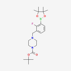B578086 Tert-butyl 4-[[2-fluoro-3-(4,4,5,5-tetramethyl-1,3,2-dioxaborolan-2-yl)phenyl]methyl]piperazine-1-carboxylate CAS No. 1256360-53-8
