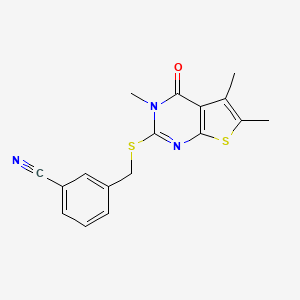 molecular formula C17H15N3OS2 B5780885 3-{[(3,5,6-trimethyl-4-oxo-3,4-dihydrothieno[2,3-d]pyrimidin-2-yl)thio]methyl}benzonitrile 