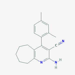 molecular formula C19H21N3 B5780925 2-amino-4-(2,4-dimethylphenyl)-6,7,8,9-tetrahydro-5H-cyclohepta[b]pyridine-3-carbonitrile 