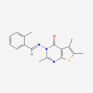 molecular formula C17H17N3OS B5780928 2,5,6-trimethyl-3-[(2-methylbenzylidene)amino]thieno[2,3-d]pyrimidin-4(3H)-one 