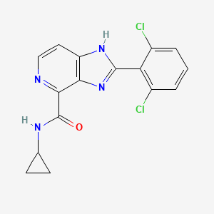 molecular formula C16H12Cl2N4O B578098 2-(2,6-dichlorophenyl)-N-cyclopropyl-3H-imidazo[4,5-c]pyridine-4-carboxamide CAS No. 1337880-69-9