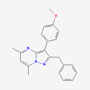 molecular formula C22H21N3O B5781001 2-benzyl-3-(4-methoxyphenyl)-5,7-dimethylpyrazolo[1,5-a]pyrimidine 