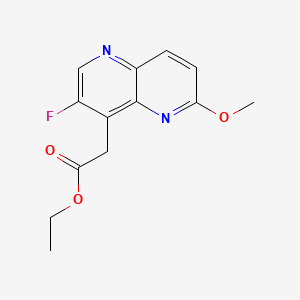 molecular formula C13H13FN2O3 B578101 2-(3-氟-6-甲氧基-1,5-萘啶-4-基)乙酸乙酯 CAS No. 1207621-43-9