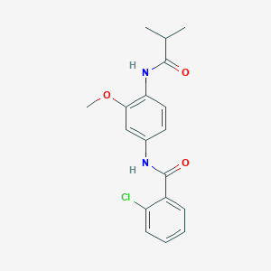 molecular formula C18H19ClN2O3 B5781045 2-chloro-N-[4-(isobutyrylamino)-3-methoxyphenyl]benzamide 