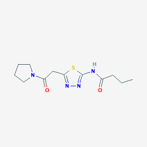 molecular formula C12H18N4O2S B5781122 N-{5-[2-oxo-2-(1-pyrrolidinyl)ethyl]-1,3,4-thiadiazol-2-yl}butanamide 