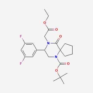 molecular formula C23H30F2N2O5 B578123 叔丁基 8-(3,5-二氟苯基)-9-(2-乙氧基-2-氧代乙基)-10-氧代-6,9-二氮杂螺[4.5]癸烷-6-羧酸酯 CAS No. 1206821-43-3