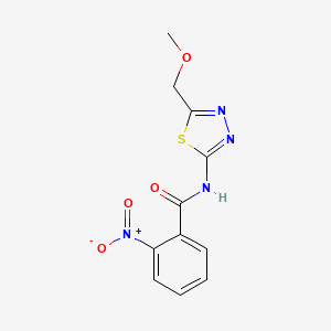 molecular formula C11H10N4O4S B5781403 N-[5-(methoxymethyl)-1,3,4-thiadiazol-2-yl]-2-nitrobenzamide 