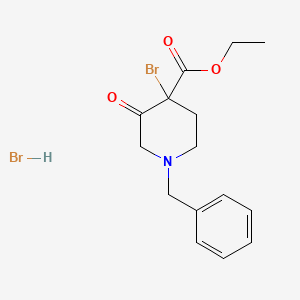 B578143 Ethyl 1-benzyl-4-bromo-3-oxopiperidine-4-carboxylate hydrobromide CAS No. 1303972-94-2