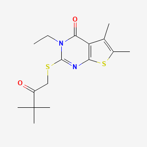 molecular formula C16H22N2O2S2 B5781644 2-[(3,3-dimethyl-2-oxobutyl)thio]-3-ethyl-5,6-dimethylthieno[2,3-d]pyrimidin-4(3H)-one 