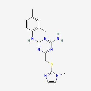 molecular formula C16H19N7S B5781712 N-(2,4-dimethylphenyl)-6-{[(1-methyl-1H-imidazol-2-yl)thio]methyl}-1,3,5-triazine-2,4-diamine 
