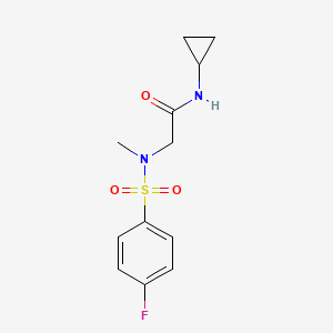 molecular formula C12H15FN2O3S B5781889 N~1~-cyclopropyl-N~2~-[(4-fluorophenyl)sulfonyl]-N~2~-methylglycinamide 