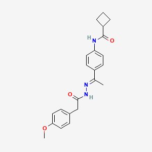 molecular formula C22H25N3O3 B5782005 N-(4-{N-[(4-methoxyphenyl)acetyl]ethanehydrazonoyl}phenyl)cyclobutanecarboxamide 