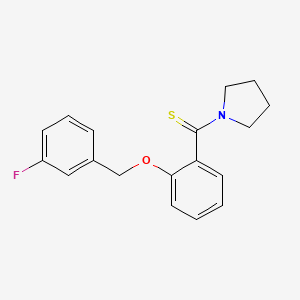 molecular formula C18H18FNOS B5782015 1-({2-[(3-fluorobenzyl)oxy]phenyl}carbonothioyl)pyrrolidine 