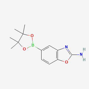 molecular formula C13H17BN2O3 B578210 5-(4,4,5,5-Tetramethyl-1,3,2-dioxaborolan-2-yl)benzo[d]oxazol-2-amine CAS No. 1224844-66-9