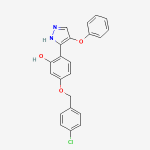 molecular formula C22H17ClN2O3 B5782105 5-[(4-chlorobenzyl)oxy]-2-(4-phenoxy-1H-pyrazol-3-yl)phenol 