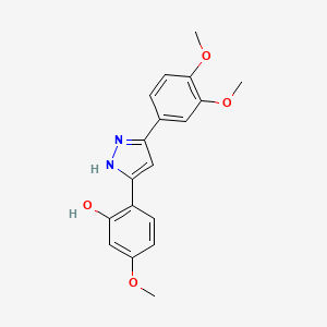 molecular formula C18H18N2O4 B5782133 2-[5-(3,4-dimethoxyphenyl)-1H-pyrazol-3-yl]-5-methoxyphenol 