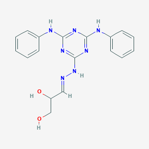 molecular formula C18H19N7O2 B5782246 2,3-dihydroxypropanal (4,6-dianilino-1,3,5-triazin-2-yl)hydrazone 