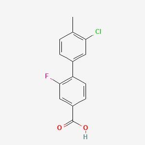 molecular formula C14H10ClFO2 B578229 4-(3-Chloro-4-methylphenyl)-3-fluorobenzoic acid CAS No. 1261965-53-0