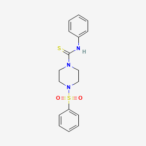 molecular formula C17H19N3O2S2 B5782368 N-phenyl-4-(phenylsulfonyl)-1-piperazinecarbothioamide 