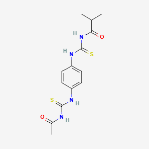 molecular formula C14H18N4O2S2 B5782370 N-{[(4-{[(acetylamino)carbonothioyl]amino}phenyl)amino]carbonothioyl}-2-methylpropanamide 