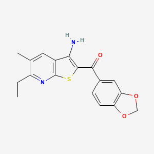 molecular formula C18H16N2O3S B5782409 (3-amino-6-ethyl-5-methylthieno[2,3-b]pyridin-2-yl)(1,3-benzodioxol-5-yl)methanone 