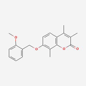 molecular formula C20H20O4 B5782511 7-[(2-methoxybenzyl)oxy]-3,4,8-trimethyl-2H-chromen-2-one 