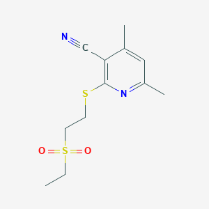 molecular formula C12H16N2O2S2 B5782517 2-{[2-(ethylsulfonyl)ethyl]thio}-4,6-dimethylnicotinonitrile 