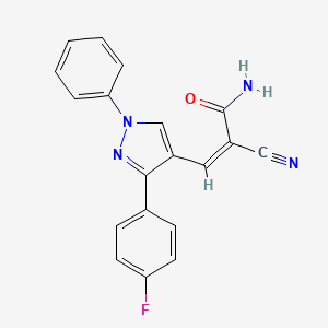 molecular formula C19H13FN4O B5782680 2-cyano-3-[3-(4-fluorophenyl)-1-phenyl-1H-pyrazol-4-yl]acrylamide 