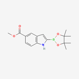 molecular formula C16H20BNO4 B578288 Methyl 2-(4,4,5,5-tetramethyl-1,3,2-dioxaborolan-2-yl)-1H-indole-5-carboxylate CAS No. 1256358-96-9