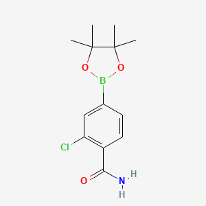 molecular formula C13H17BClNO3 B578296 2-Chloro-4-(4,4,5,5-tetramethyl-1,3,2-dioxaborolan-2-yl)benzamide CAS No. 1218791-12-8