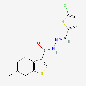 molecular formula C15H15ClN2OS2 B5782960 N'-[(5-chloro-2-thienyl)methylene]-6-methyl-4,5,6,7-tetrahydro-1-benzothiophene-3-carbohydrazide 