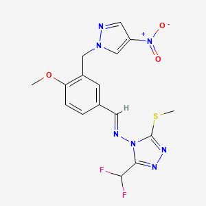 molecular formula C16H15F2N7O3S B5782983 N-[3-(DIFLUOROMETHYL)-5-(METHYLSULFANYL)-4H-1,2,4-TRIAZOL-4-YL]-N-((E)-1-{4-METHOXY-3-[(4-NITRO-1H-PYRAZOL-1-YL)METHYL]PHENYL}METHYLIDENE)AMINE 