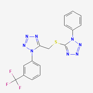 molecular formula C16H11F3N8S B5783020 1-phenyl-5-[({1-[3-(trifluoromethyl)phenyl]-1H-tetrazol-5-yl}methyl)thio]-1H-tetrazole 