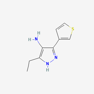 molecular formula C9H11N3S B578309 3-Ethyl-5-(thiophen-3-yl)-1H-pyrazol-4-amine CAS No. 1257877-25-0