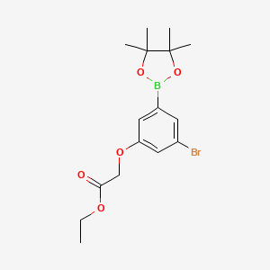 molecular formula C16H22BBrO5 B578315 Ethyl 2-(3-bromo-5-(4,4,5,5-tetramethyl-1,3,2-dioxaborolan-2-yl)phenoxy)acetate CAS No. 1218789-53-7