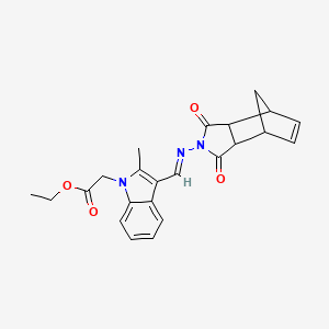 ethyl (3-{[(3,5-dioxo-4-azatricyclo[5.2.1.0~2,6~]dec-8-en-4-yl)imino]methyl}-2-methyl-1H-indol-1-yl)acetate